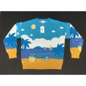 SINAR Men's Casual 100% Cotton Knit Sweater Beach Crew Neck Knitwear Med NWT